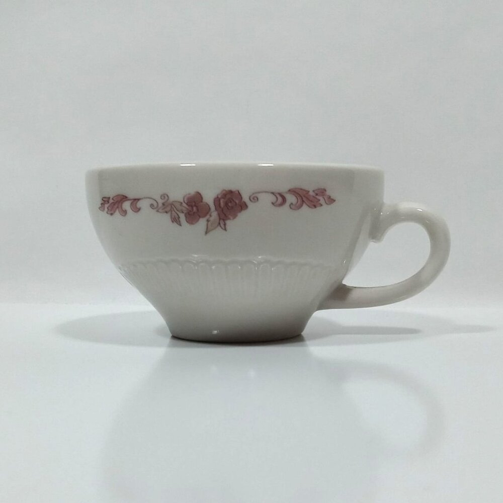 Syracuse China Montlynn Restaurant Ware Cup White Red Floral Trim Vintage
